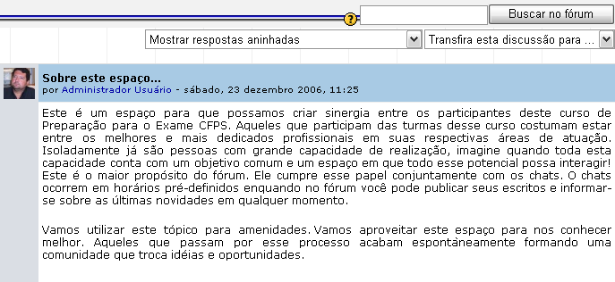 Explorando a discussão em um tópico do fórum Explorando a discussão em um tópico do fórum
